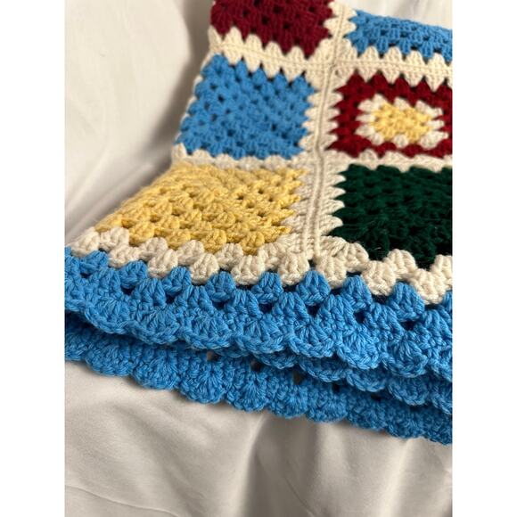Granny Square Handmade Crocheted Blanket Vintage Blanket 47x57 - Picture 4 of 10